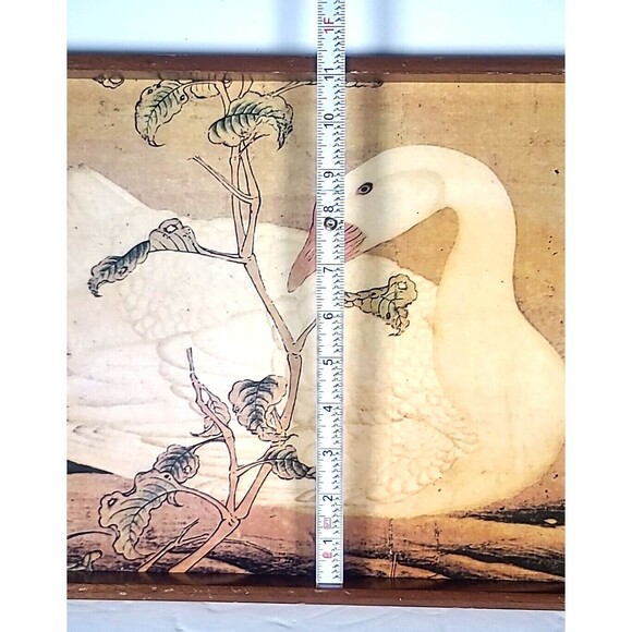 Vintage Wooden TV Tray White Swan Lap Desk Food Tray With Handles MCM 17"X12" - Picture 9 of 10